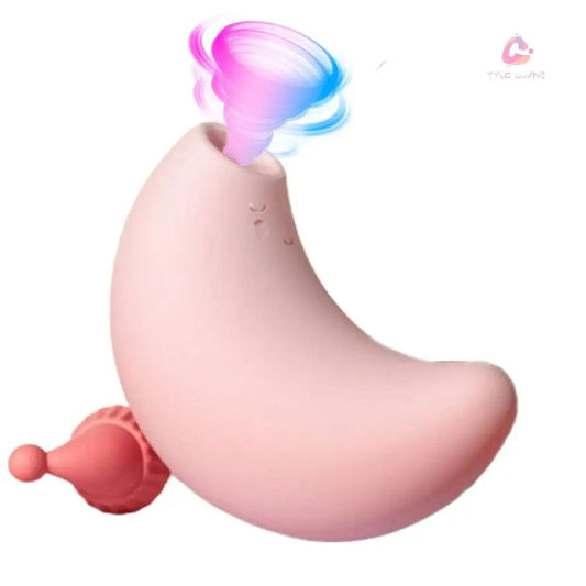 Ruĝkapuĉa Luno-Suĉa Vibrilo Vibranta Suĉigilo Buŝa Klitora Stimulilo