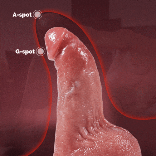 Consolador anal realista Derek Curved Glans con lubricante gratuito, estimulación de los puntos P y G, calentamiento y vibración.
