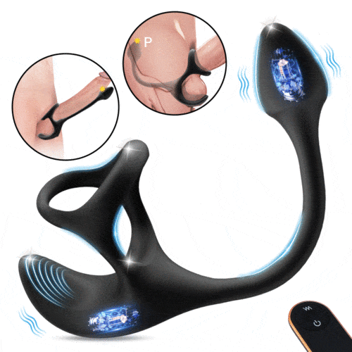 3 en 1 Sfera Vibranta Anusa Ŝtopilo Testikla Stimulilo Kun Penisa Ringo
