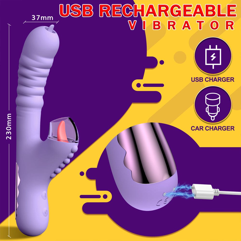 Small Dinosaur Vibrator - Multi-frequency Telescopic Tongue Sucking Clit Stimulation Vibrator