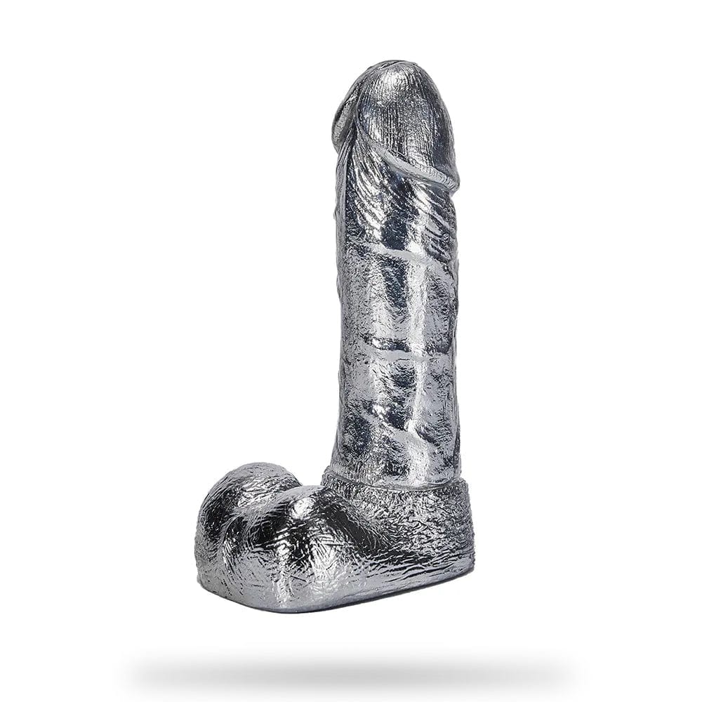 Arĝenta Dildo 6.8-cola G-punkta Monstra Metala Dildo Seksa Ludilo por Virinoj