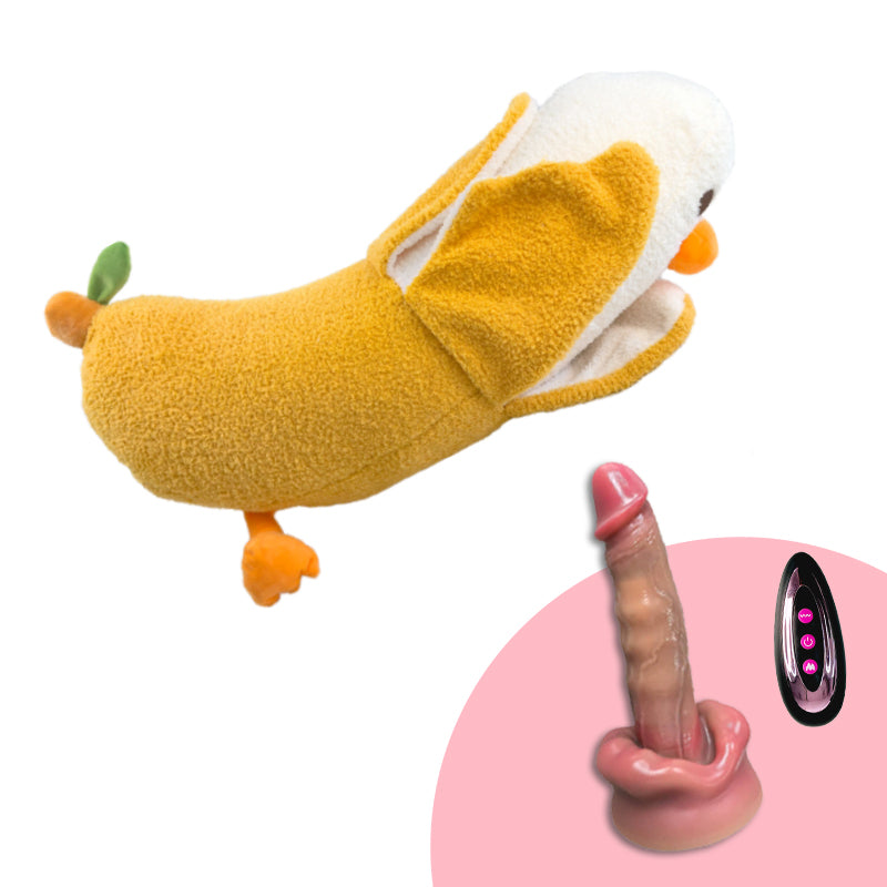 Máquina de consolador de peluche, juguete sexual con control remoto para lamer y empujar.