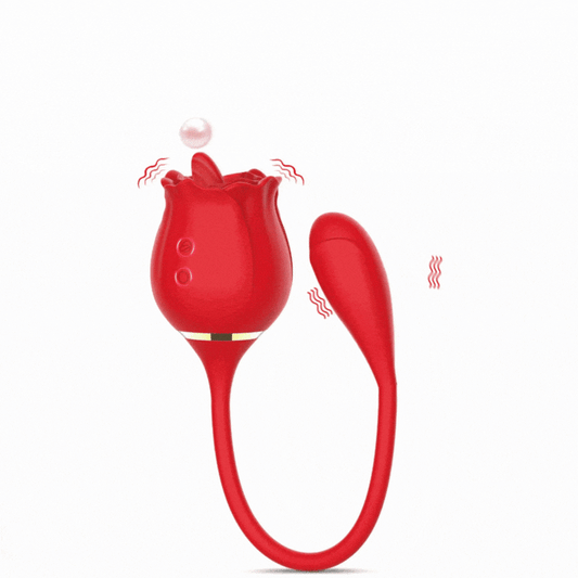 2 en 1 Roza Klitora Vibrilo Langoleka Puŝa Vibrilo Cica Stimulilo