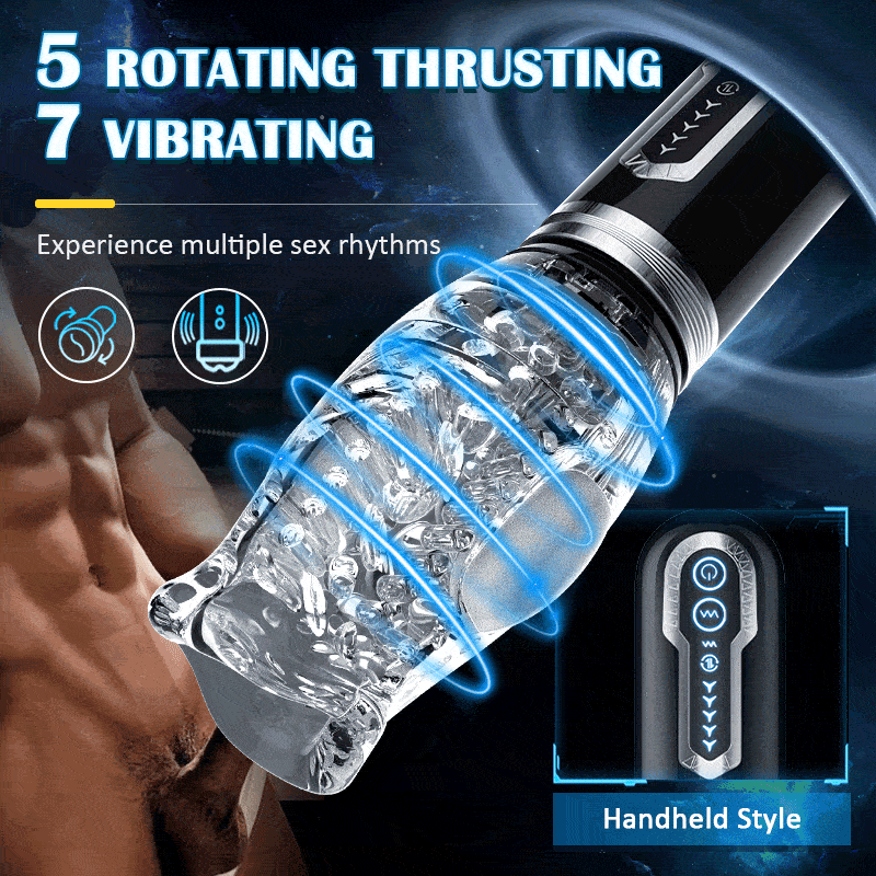 Gawk Gawk 6000 Amber 5.0 Double Egg Vibrators 5 Thrusting 7 Vibrating Oral Sex Handheld Male Masturbation Cup