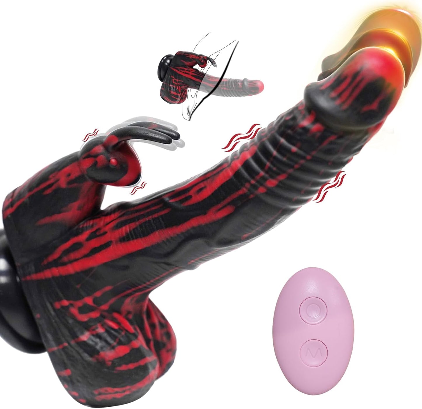 8.26-cola Kunikla Puŝo-Rotacia Realisma Dildo Klitora G-Punkta Vibrilo
