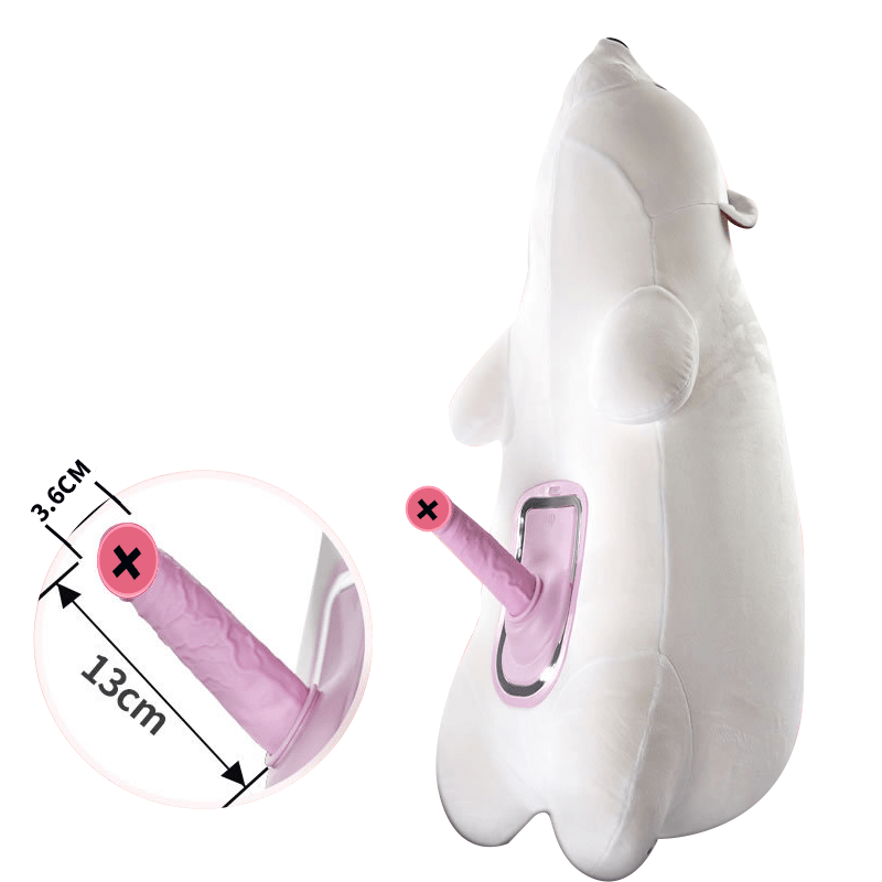 Máquina sexual con control remoto y discreta almohada de oso polar