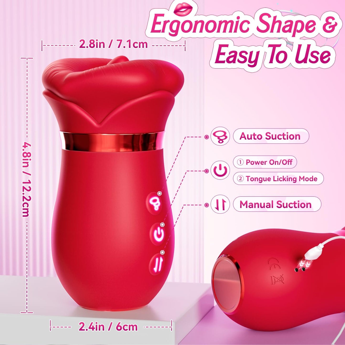 4IN1 Mouth Sucking Vibrator Rose Sex Toy