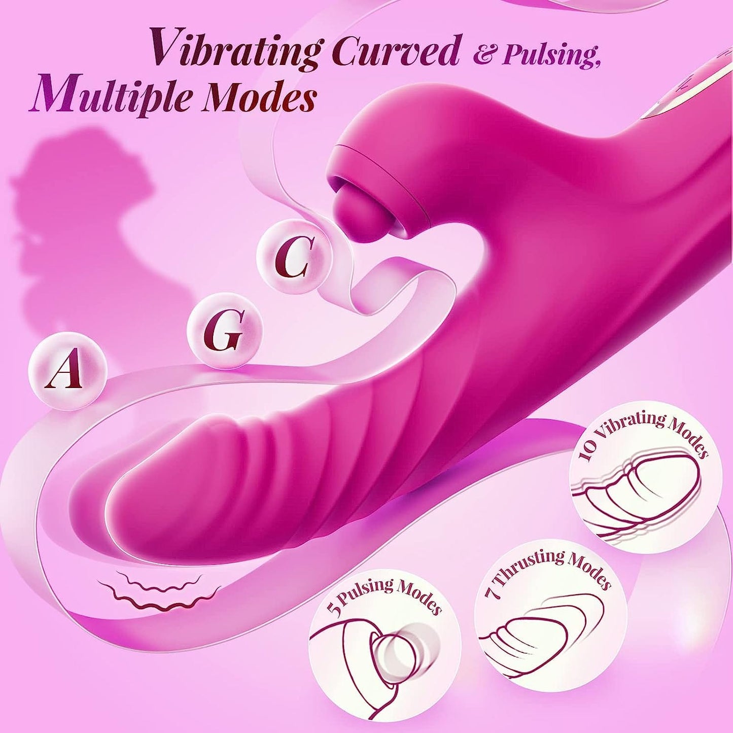 Puŝanta Dildo Kunikla Vibrilo G-punkta Vibrilo por Virinoj