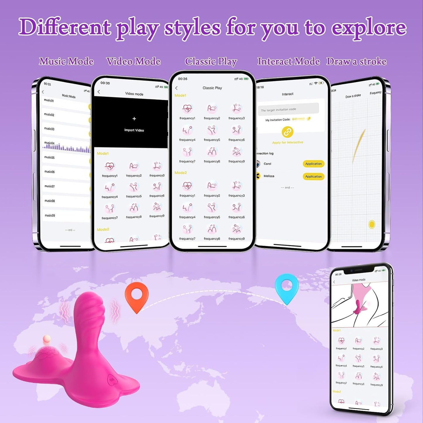 Sit-Ride Papilia G-punkta Vibra Kuseno kun APP-Kontrolo