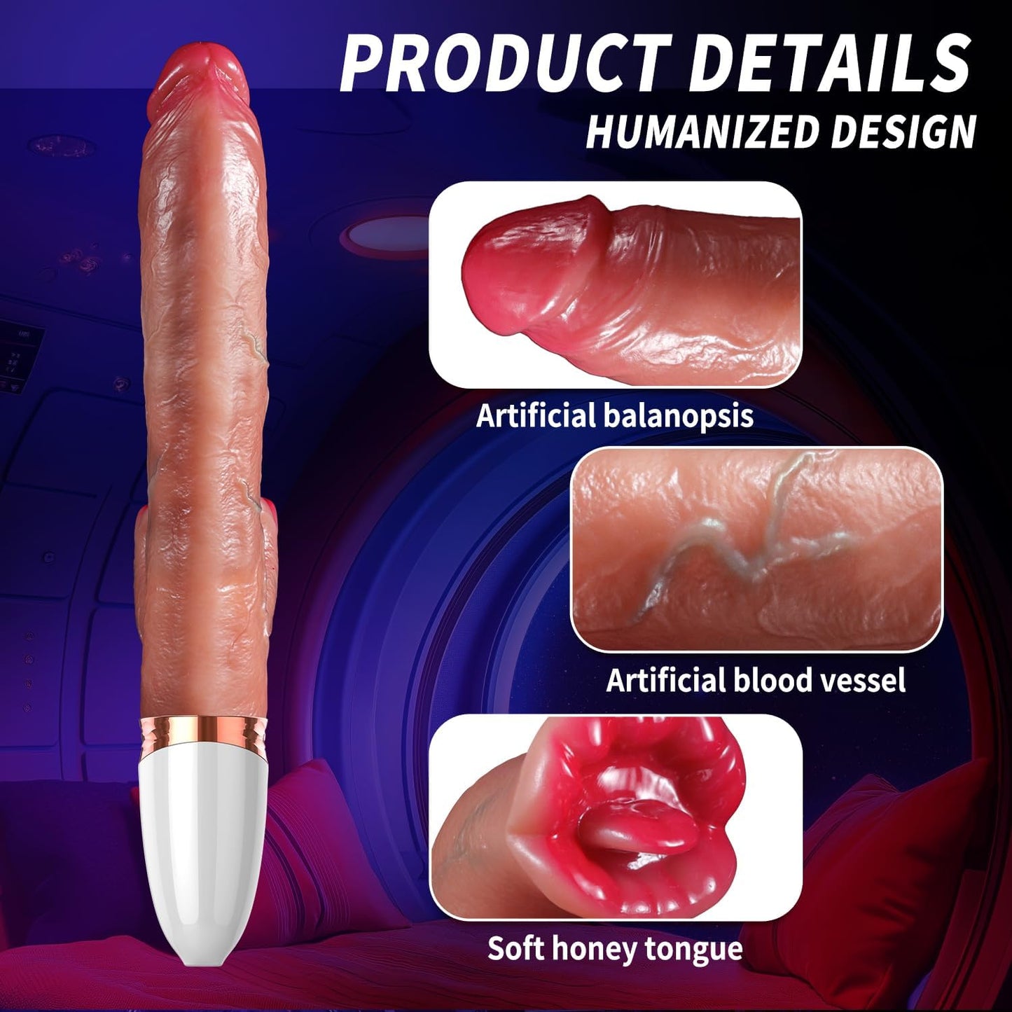 Vibrador realista de 11,6 pulgadas para punto G, vibrador de empuje