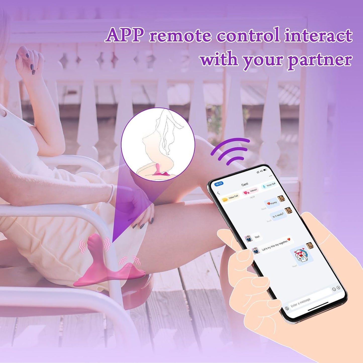 Sit-Ride Papilia G-punkta Vibra Kuseno kun APP-Kontrolo