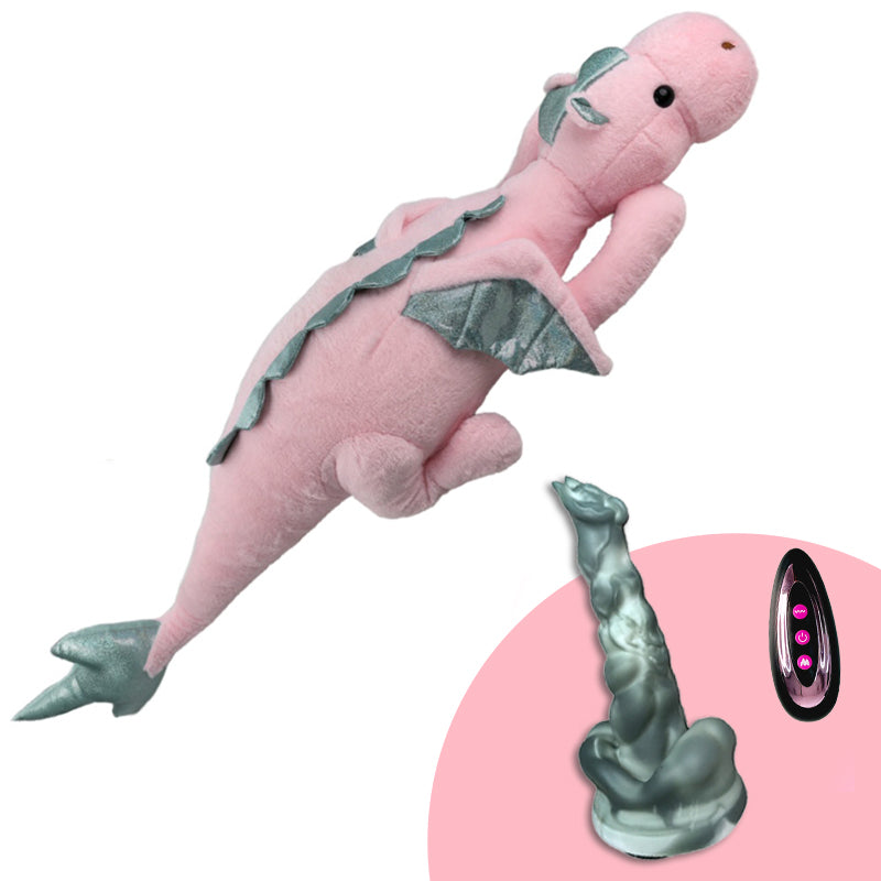 Máquina de consolador de peluche, juguete sexual con control remoto para lamer y empujar.