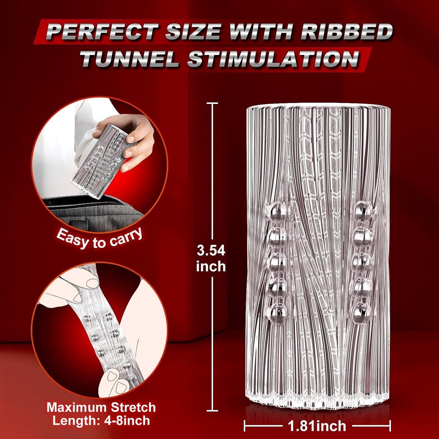 Manual Suction Penis Sleeve Blowjob Male Masturbators with 15 Extruded Beads