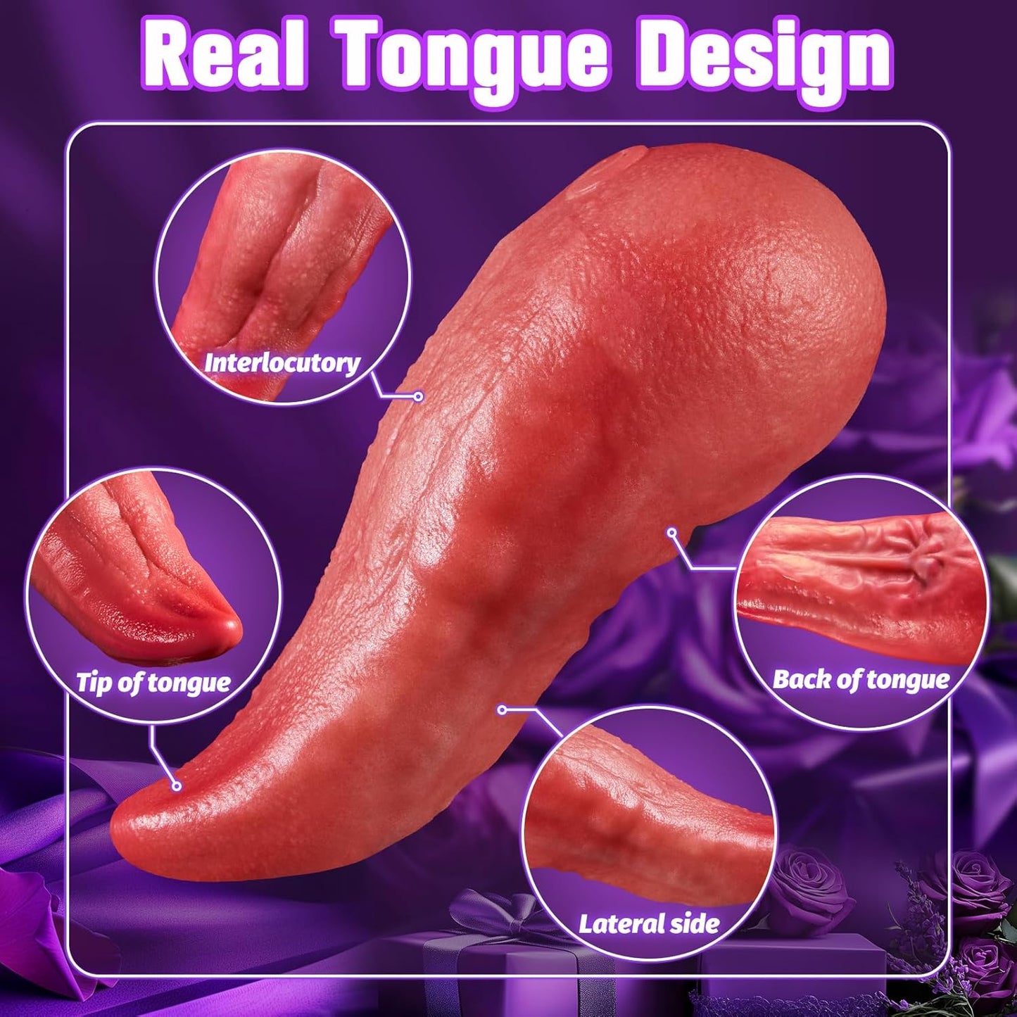 Realistic Tongue licking Clitoral Stimulation Vibrators with 9 Licking vibrating & Heating Modes