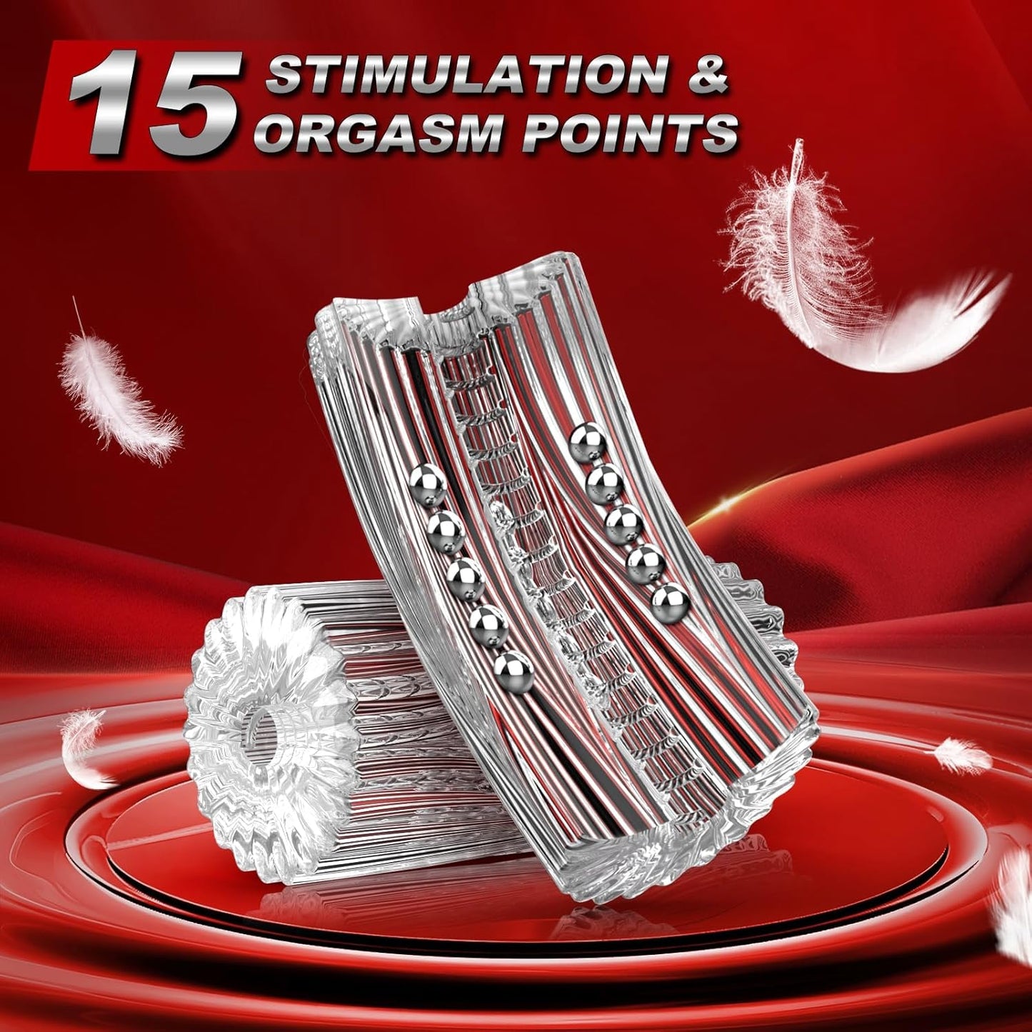 Manual Suction Penis Sleeve Blowjob Male Masturbators with 15 Extruded Beads