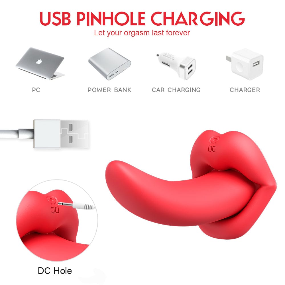 Honey Tongue 5th Generation Wireless Remote Control Vibrator Simulated Lips and Tongue 10 Frequency Vibration Wearable Vibrator