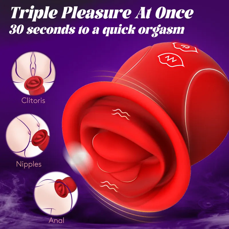 Rose Muncher - Licking Tongue Vibrator 10 French Kissing Modes