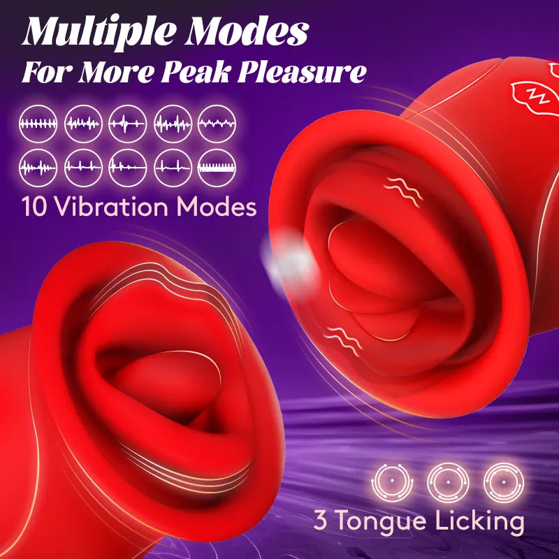 Rose Muncher - Licking Tongue Vibrator 10 French Kissing Modes