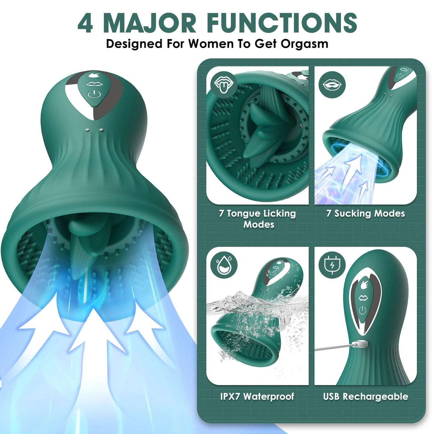 Dragon Clitoral Vibrator Sucking and Licking Tongue Sex Toy for Women Nipples Vagina Stimulator