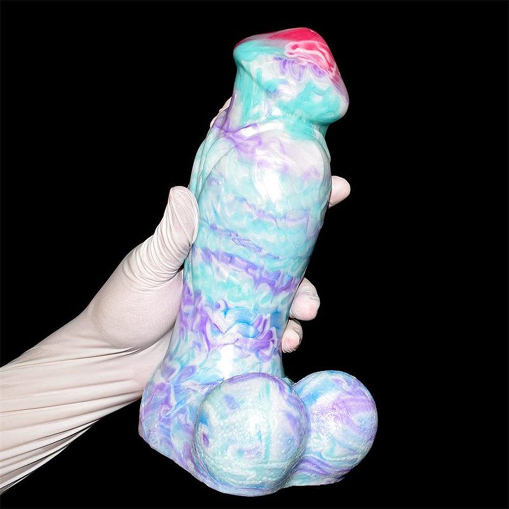Consolador artificial de silicona con cabeza de hongo suave y colorido