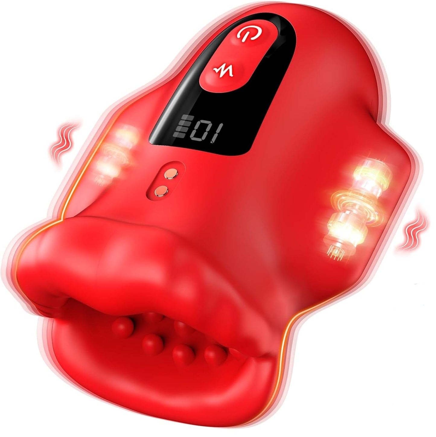 Buŝa 360° Envolvita Penisvibrilo kun LCD-Ekrano por Trejnado de Glano