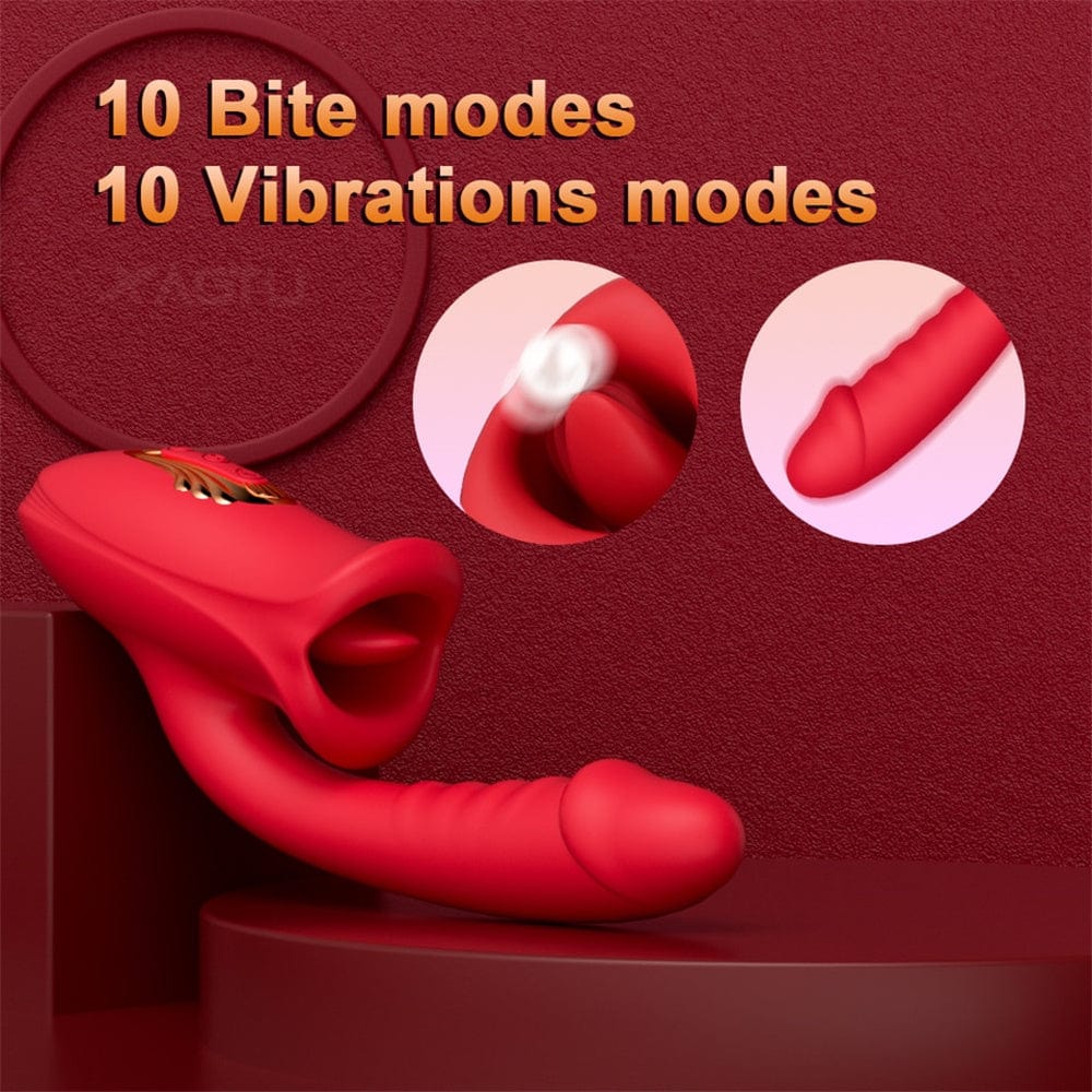 Rose Muncher Mouth Shaped Lip Biting Vibrator With G Spot Vibrator