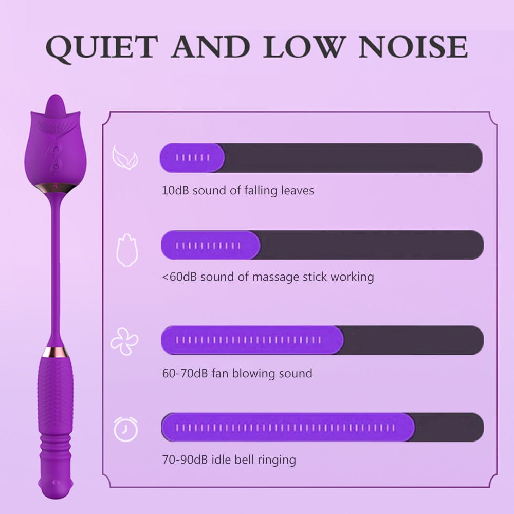 Purple Rose Toy Rotating Pearls Telescopic Tongue-licking Vibrator