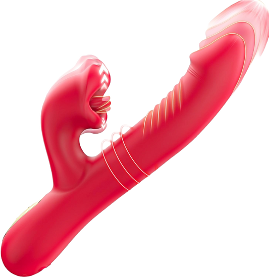 Plibonigita Rose Muncher 5 en 1 Puŝanta Klitora G-Punkta Vibrilo