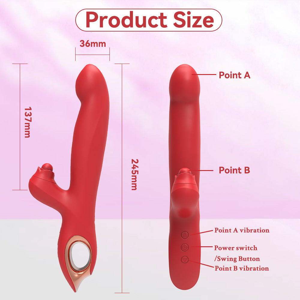 4 EN 1 G-Punktaj Vibriloj Lango-Klitora Stimulilo Puŝanta Dildo