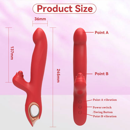 4 EN 1 G-Punktaj Vibriloj Lango-Klitora Stimulilo Puŝanta Dildo