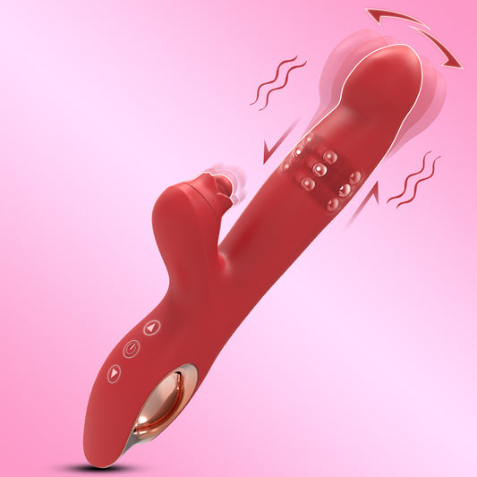 4 EN 1 G-Punktaj Vibriloj Lango-Klitora Stimulilo Puŝanta Dildo