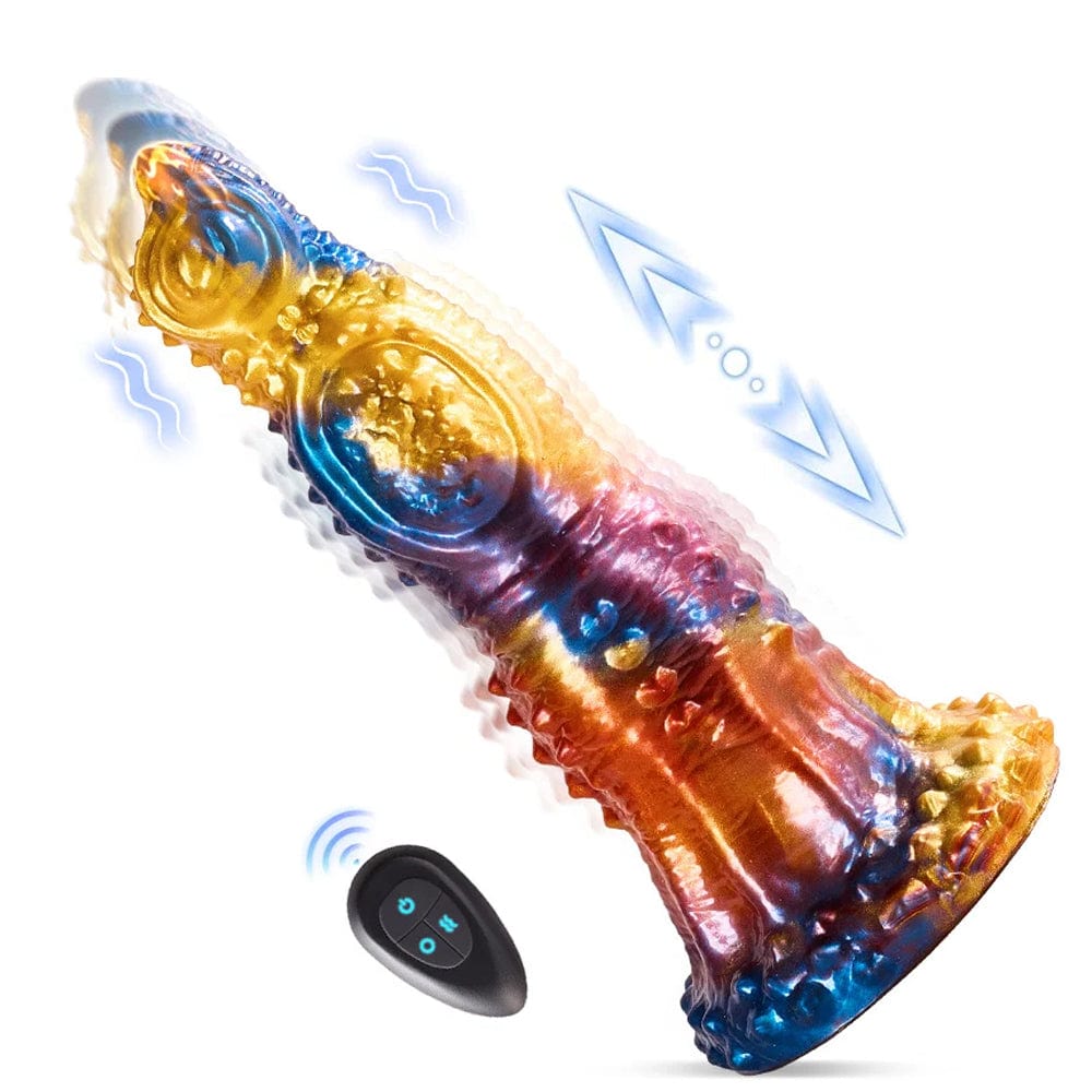 Consolador vibrador telescópico eléctrico Golden Phoenix colorido con control remoto