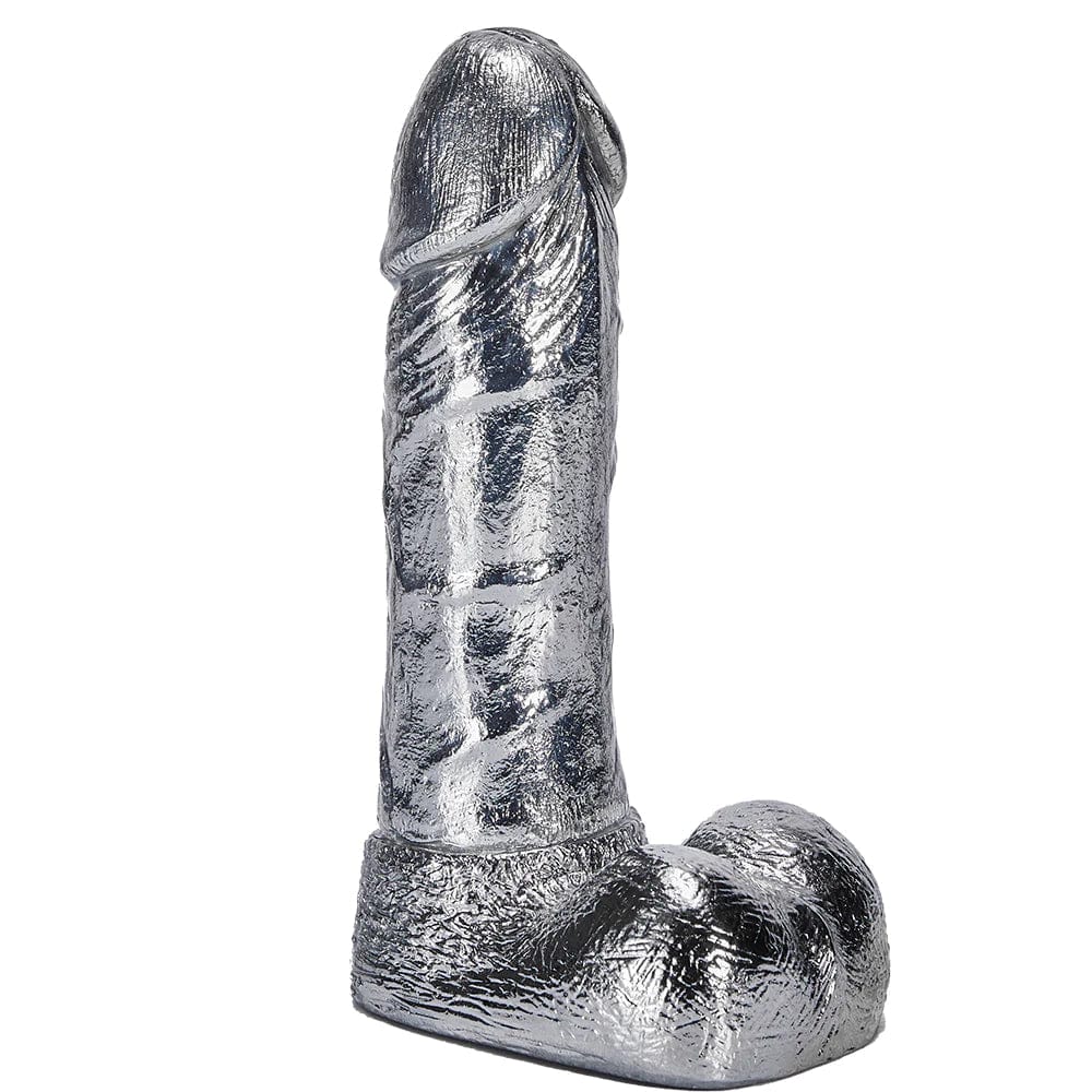 Arĝenta Dildo 6.8-cola G-punkta Monstra Metala Dildo Seksa Ludilo por Virinoj