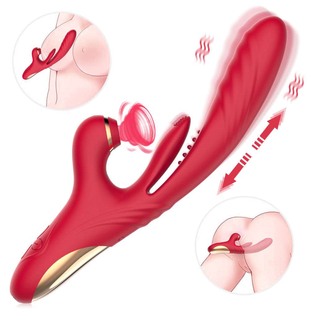Vibrador 3 en 1 de succión y empuje con lengua para clítoris y punto G 