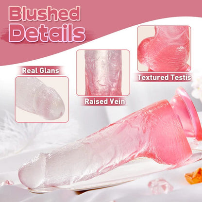 Consolador de gelatina de cristal con ventosa fuerte, consolador enorme de 8 pulgadas