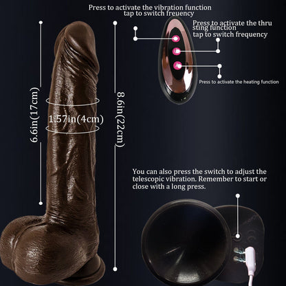 8,6-cola vibranta puŝa svingo dildo dika longa vivsimila kun teleregilo