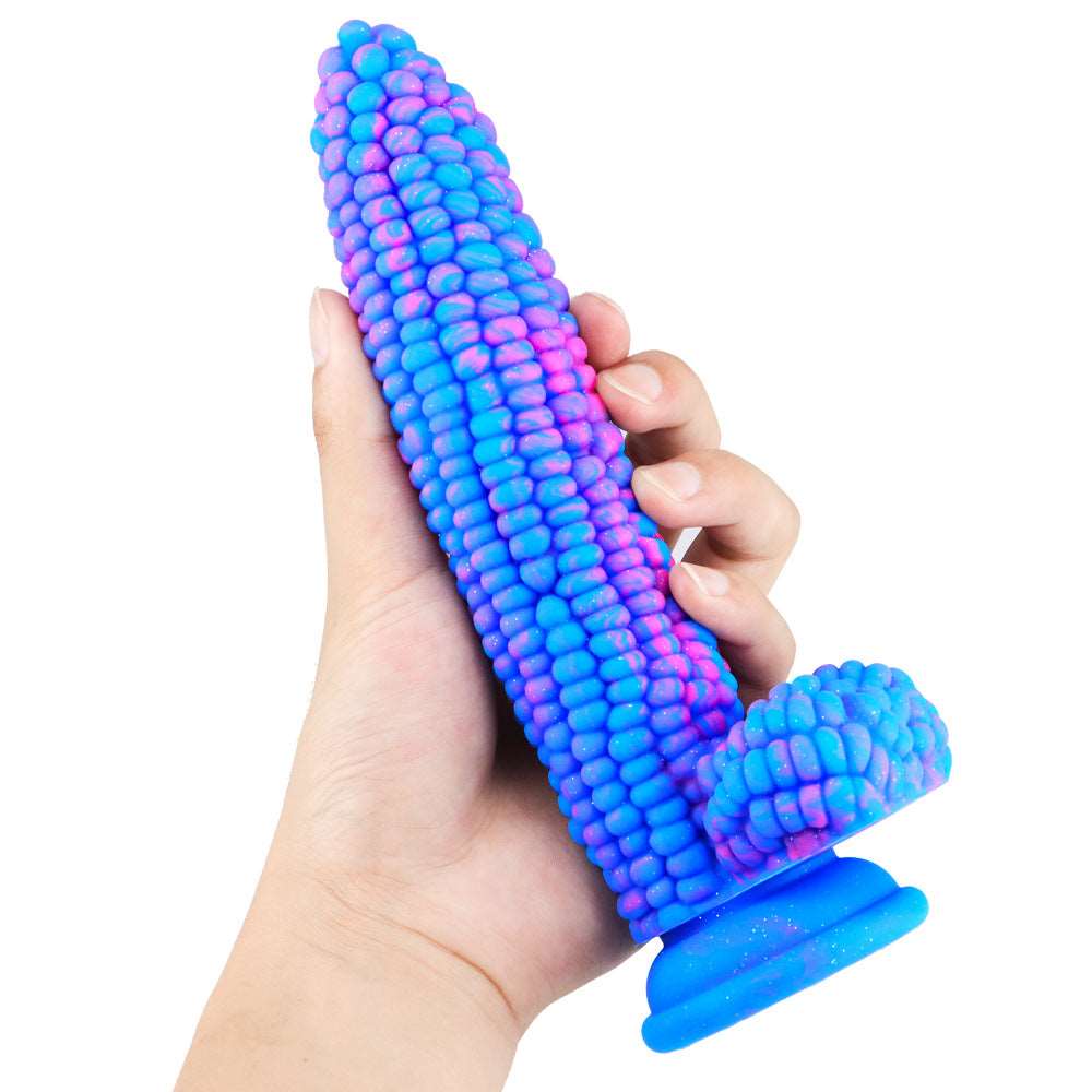 Consolador de silicona de maíz con forma de pene enorme 