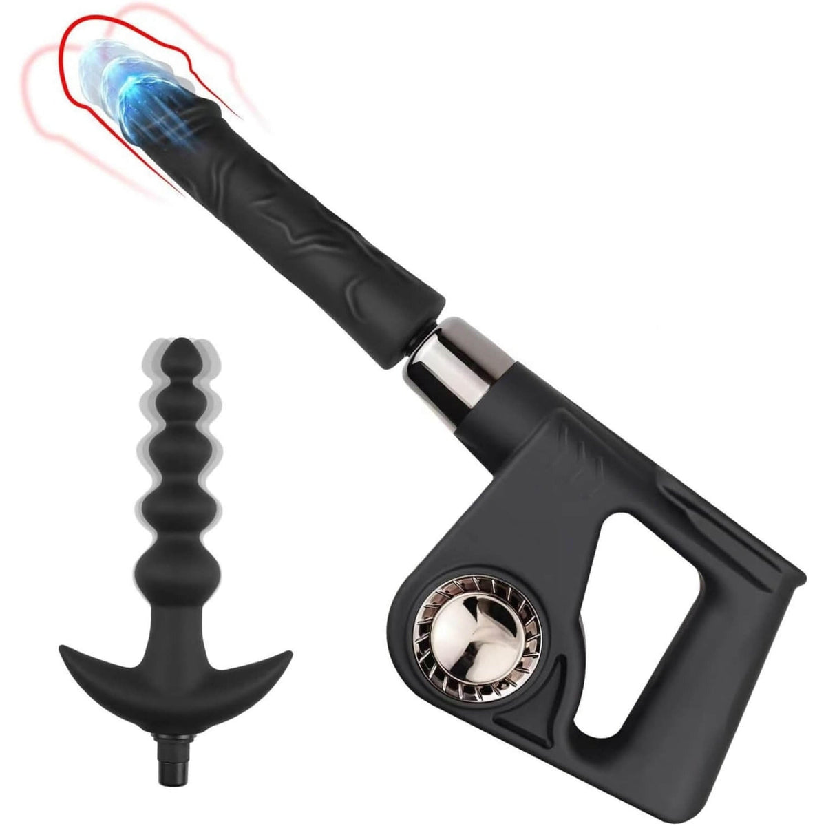 Consolador vibrador de empuje multifunción de mano