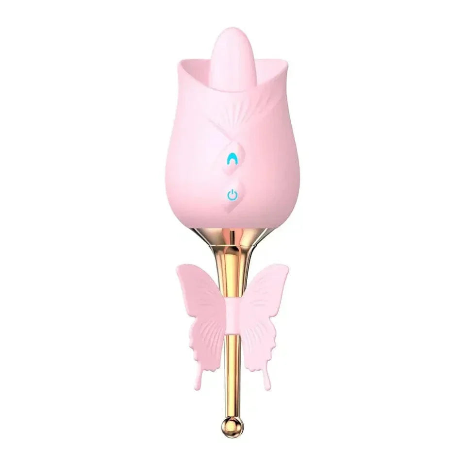 Vibrador de rosa para lamer la lengua con vibración de 10 frecuencias 