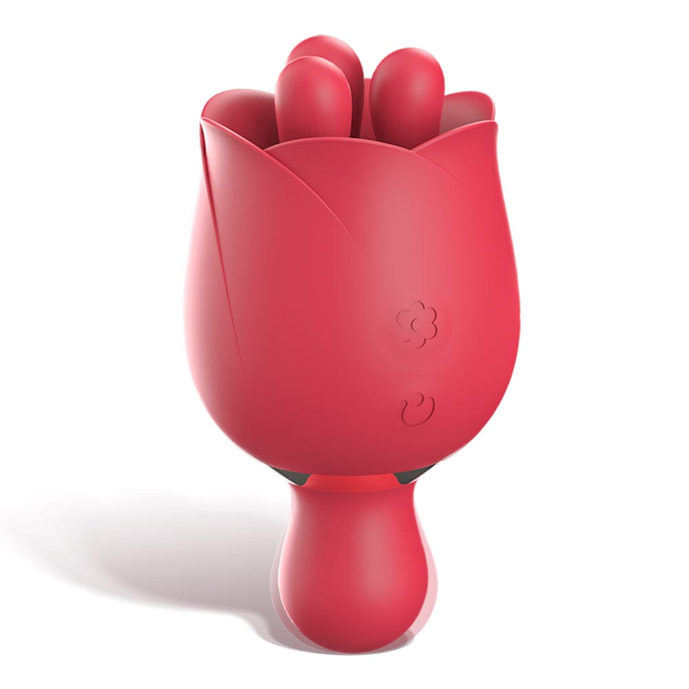 Vibrador 2 en 1 con forma de rosa, juguete sexual para lamer el clítoris y la lengua.