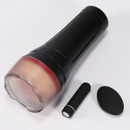 Masturbador Fleshlight con vagina realista y vibradora 2 en 1 