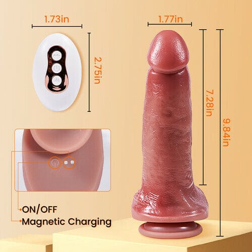 Dika Puŝa Vibra Varmega Realisma Dildo kun Forta Suĉtaso kaj Teleregilo