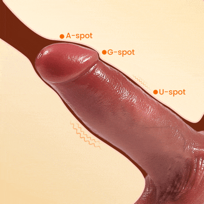 Dika Puŝa Vibra Varmega Realisma Dildo kun Forta Suĉtaso kaj Teleregilo