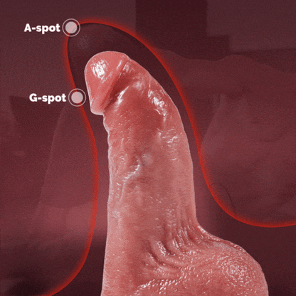 Consolador anal realista Derek Curved Glans con lubricante gratuito, estimulación de los puntos P y G, calentamiento y vibración.