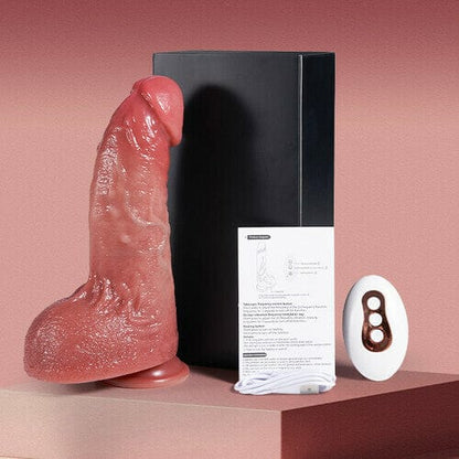 Consolador anal realista Derek Curved Glans con lubricante gratuito, estimulación de los puntos P y G, calentamiento y vibración.