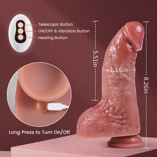 Consolador anal realista Derek Curved Glans con lubricante gratuito, estimulación de los puntos P y G, calentamiento y vibración.