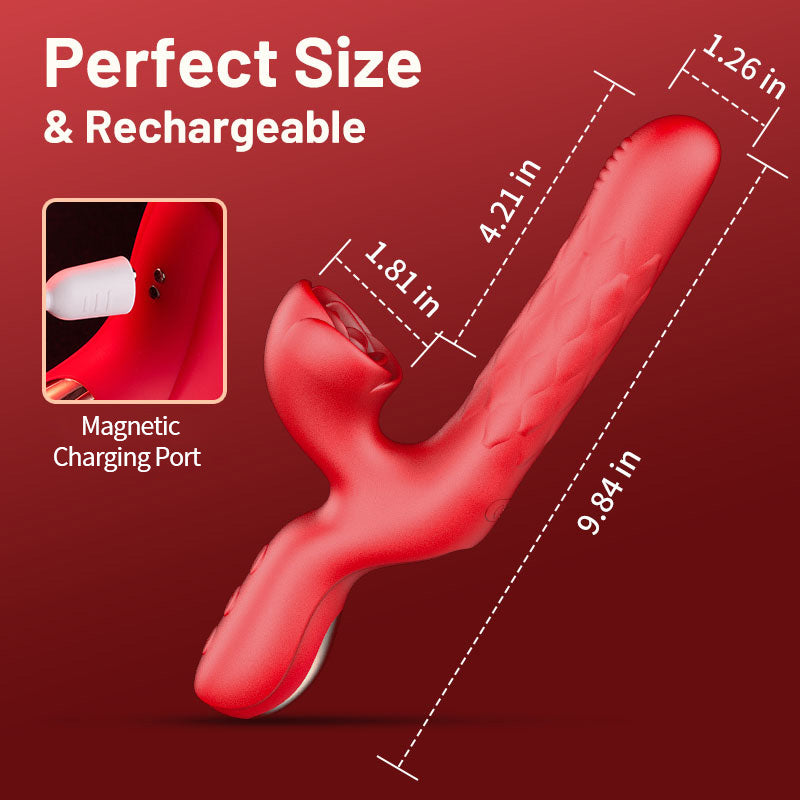 Rose 7 Puŝanta Skuanta Klitora Stimulilo G-punkta Vibrilo