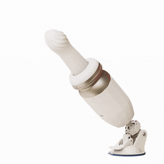Máquina sexual con consolador telescópico y control por aplicación con ventosa manos libres 