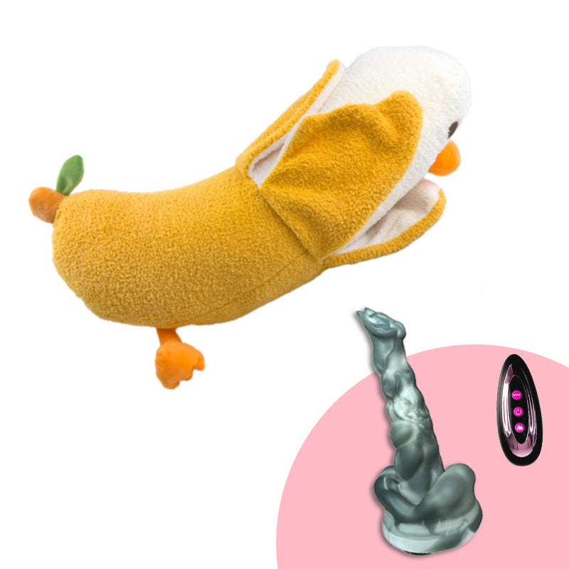 Máquina de consolador de peluche, juguete sexual con control remoto para lamer y empujar.
