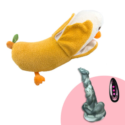 Máquina de consolador de peluche, juguete sexual con control remoto para lamer y empujar.